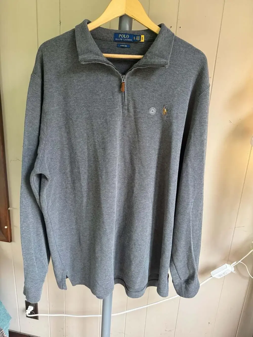 Polo Ralph Lauren Estate-Rib Quarter-Zip Pullover Size XL Grey